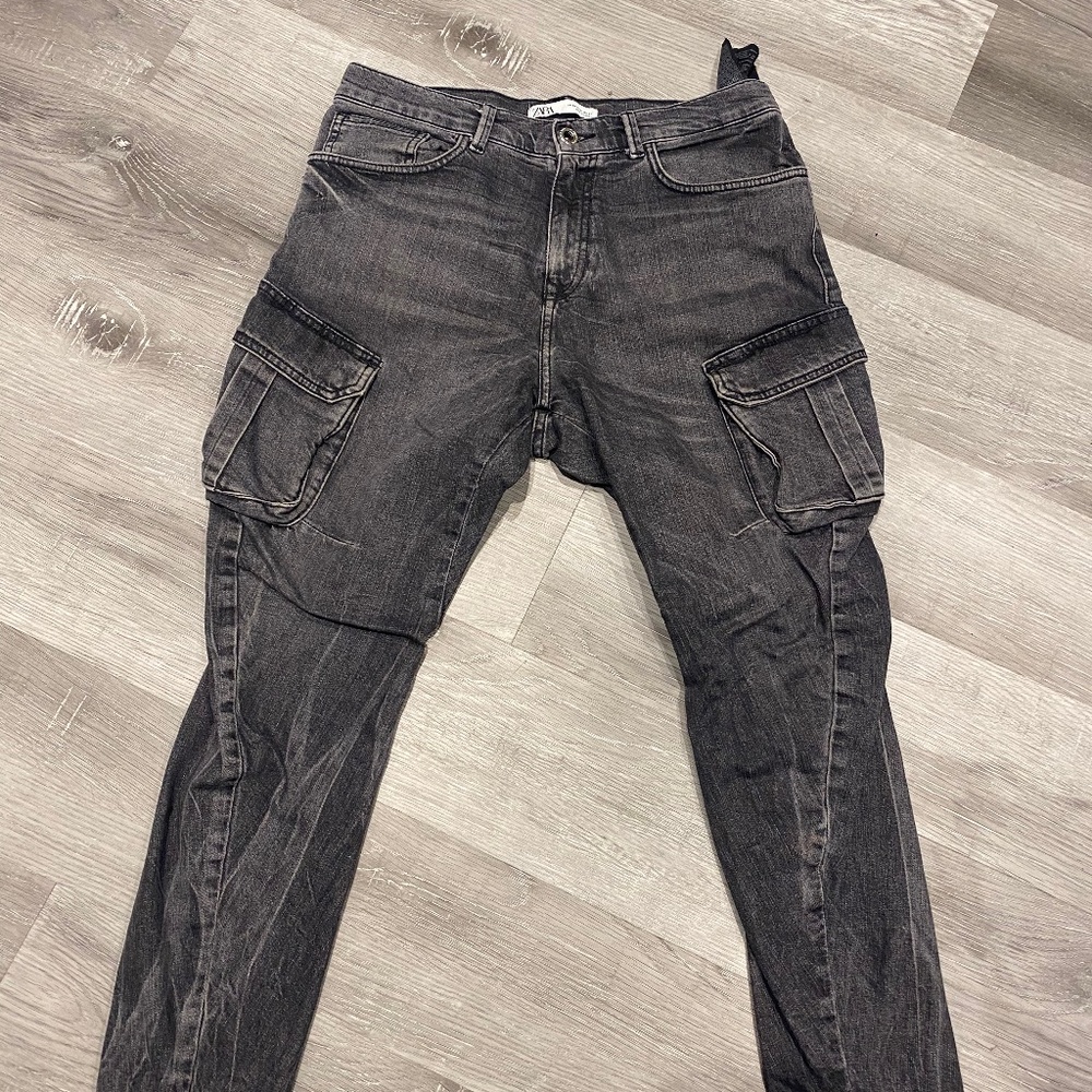 Black Denim cargo pants